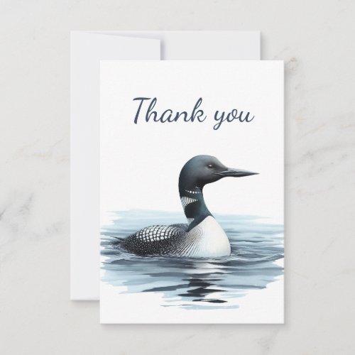 Watercolor Common Loon Bird Wildlife Nature Animal Thank You Card