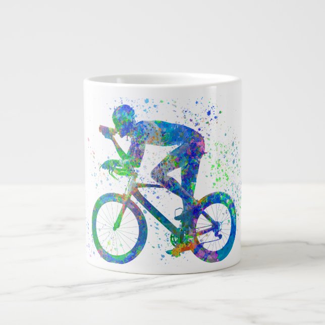 watercolor competition cyclist giant coffee mug (Front)