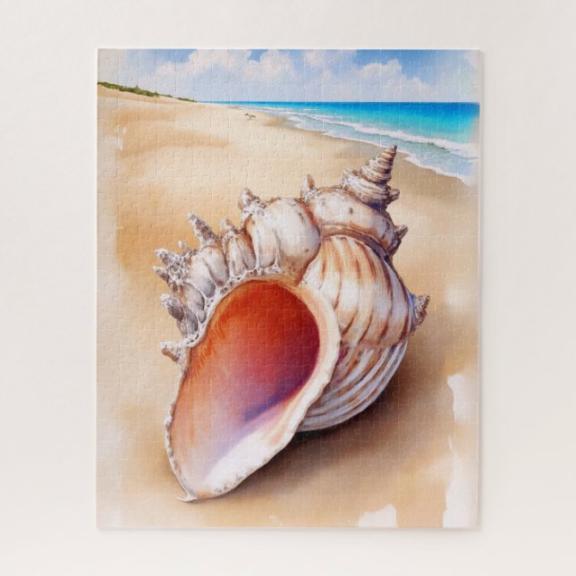 Watercolor Conch Shell on the Beach Jigsaw Puzzle (Vertical)