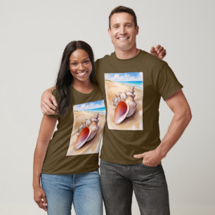  Watercolor Conch Shell on the Beach T-Shirt