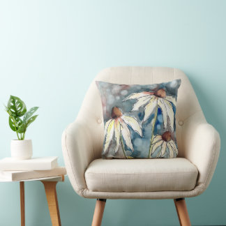 Watercolor Coneflower Accent Pillow