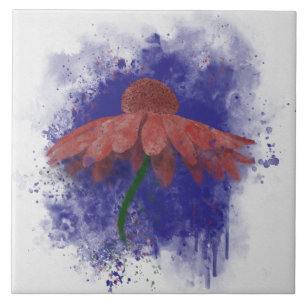 Watercolor Coneflower Ceramic Tile