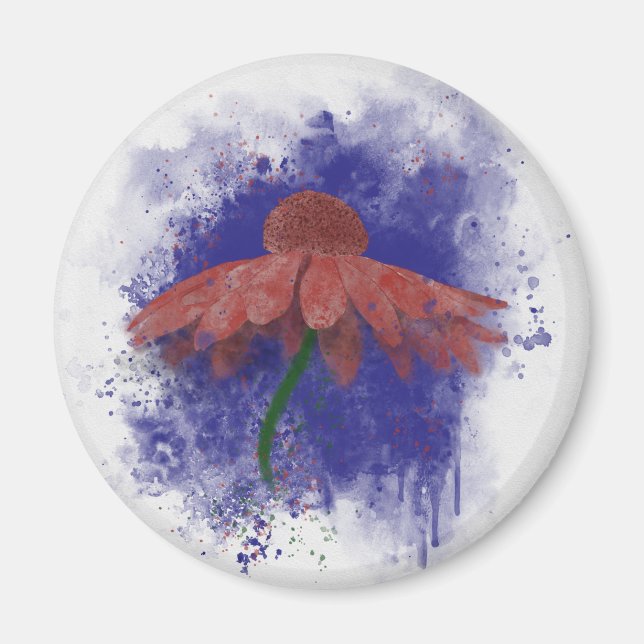 Watercolor Coneflower Magnet (Front)