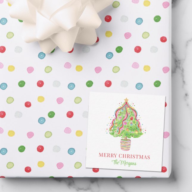 Watercolor Confetti Christmas Tree Note Card (Creator Uploaded)