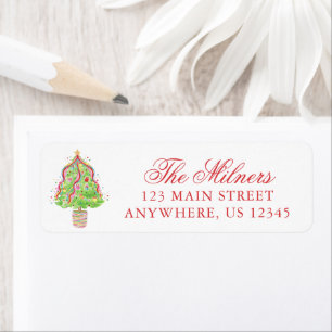 Watercolor Confetti Christmas Trees Address Label