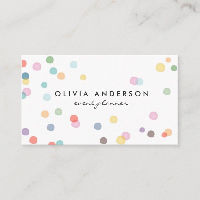 Watercolor confetti Colors business cards Event (Front)