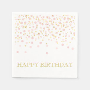 Watercolor Confetti Happy Birthday Elegant Chic Napkins