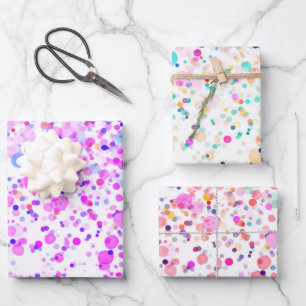 Watercolor Confetti Multicolored Abstract Wrapping Paper Sheets