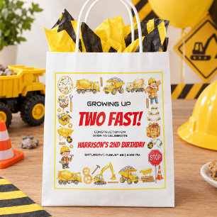 Watercolor Construction 2nd Birthday Party Favor Bag