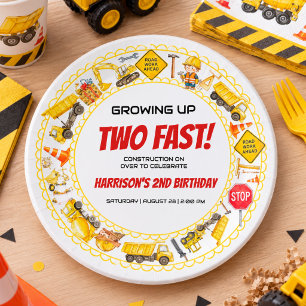 Watercolor Construction 2nd Birthday Party Paper Plates