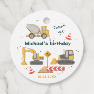 Watercolor Construction Birthday Party Favor Tags
