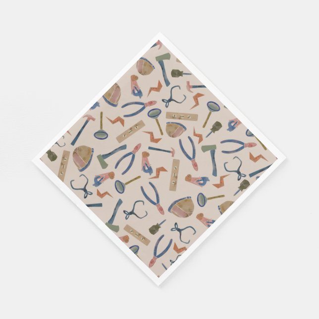 Watercolor Construction Party Napkins (Corner)