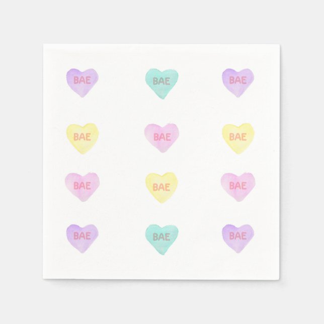 Watercolor Convo Heartz BAE Napkins (Front)