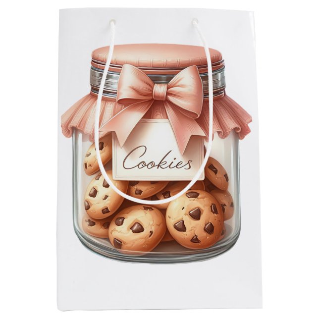 Watercolor Cookie Jar – Cozy Winter Aesthetic Medium Gift Bag (Front)