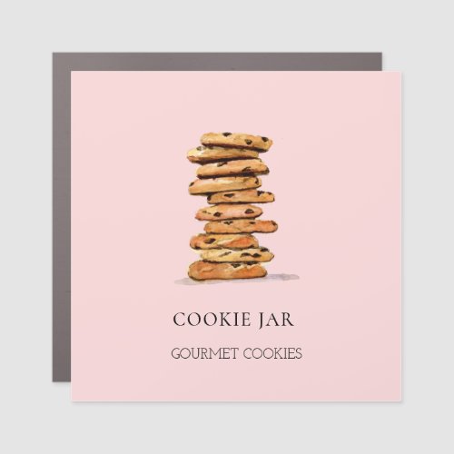 Watercolor Cookie on pink Bakery  Car Magnet