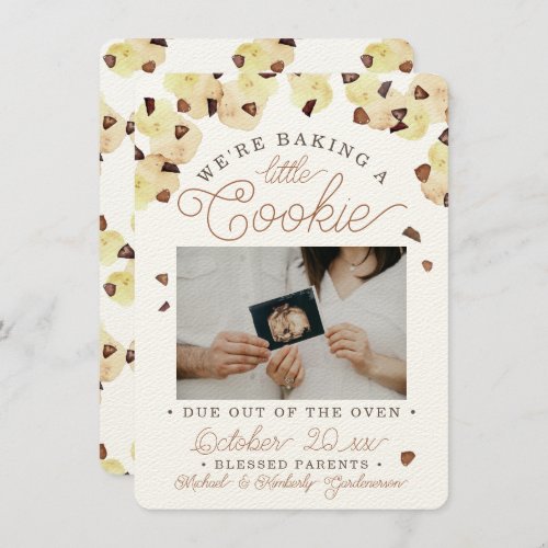 Watercolor Cookie Pregnancy Photo Announcement