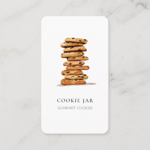 Watercolor cookie with social media Bakery Business Card