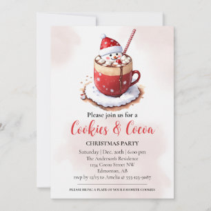 Watercolor Cookies & Cocoa Christmas Holiday Party Invitation