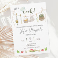 Watercolor Cooking Chef Birthday Party Invitation