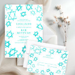 Watercolor Cool Aqua Star of David Bar Bat Mitzvah RSVP Card<br><div class="desc">Perfect response RSVP card for a bat mitzvah, bar mitzvah or other Jewish celebration! Hand made watercolor art for you on the front and back side! FULLY CUSTOMIZABLE! Click on “Personalize” above to edit the text. Click "edit using design tool" to adjust the fonts, colors and placements and to delete...</div>