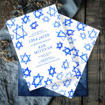 Watercolor Cool Blue Star of David Bar Bat Mitzvah Invitation<br><div class="desc">Perfect card to announce a bat mitzvah, bar mitzvah or other Jewish celebration! Hand made watercolor art for you on the front and back side! FULLY CUSTOMIZABLE! Click on “Personalize” above to edit the text. Click "edit using design tool" to adjust the fonts, colors and placements and to delete the...</div>