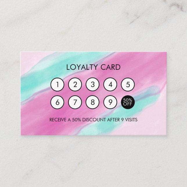 Watercolor Cool Elegant Loyalty Discount (Front)