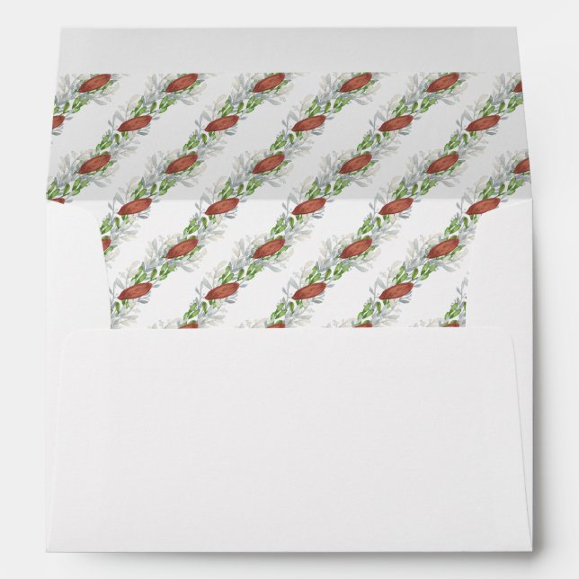 Watercolor Copper Bow Garland Christmas Envelope (Back (Bottom))