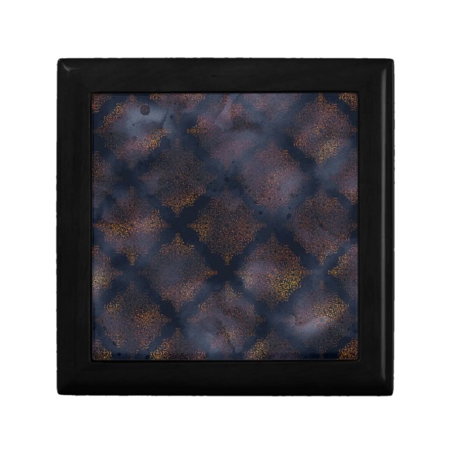 Watercolor Copper Patina Damask Pattern Gift Box (Front)
