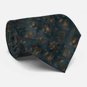 Watercolor Copper Patina Damask Pattern Neck Tie