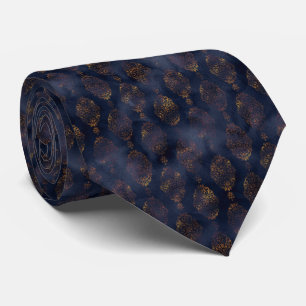 Watercolor Copper Patina Damask Pattern Neck Tie