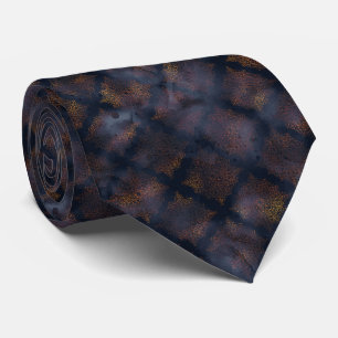 Watercolor Copper Patina Damask Pattern Neck Tie