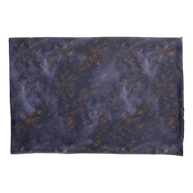 Watercolor Copper Patina Damask Pattern Pillow Case (Front)