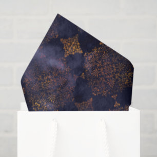 Watercolor Copper Patina Damask Pattern Tissue Paper