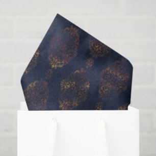Watercolor Copper Patina Damask Pattern Tissue Paper