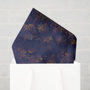 Watercolor Copper Patina Damask Pattern Tissue Paper