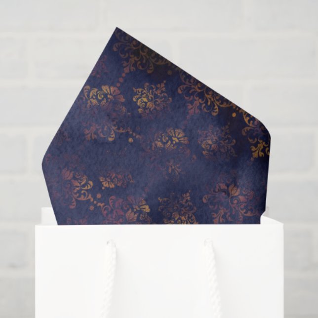 Watercolor Copper Patina Damask Pattern  Tissue Paper (Gift Bag)