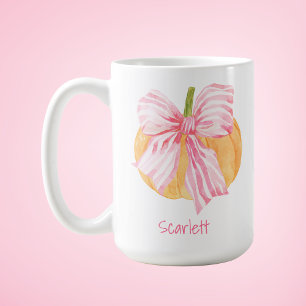 Watercolor Coquette Bow Pumpkin Coffee Mug