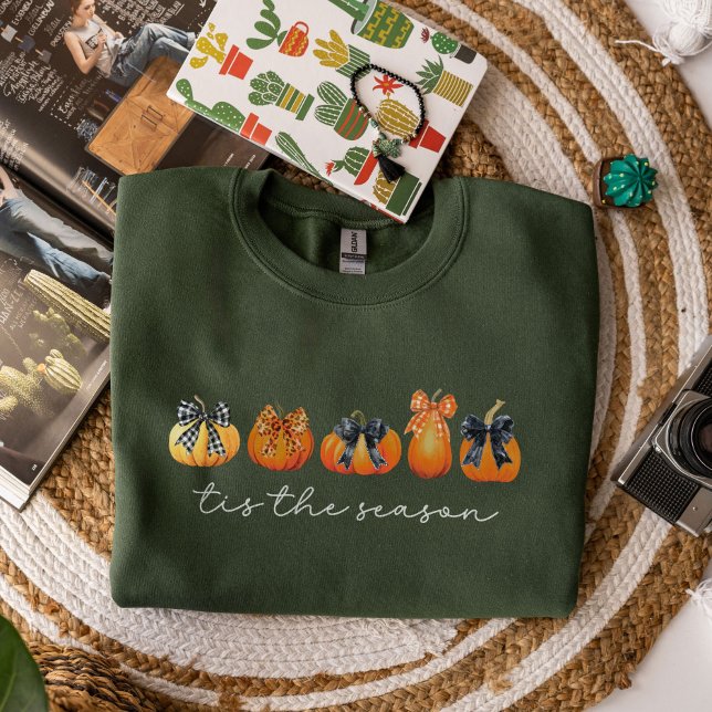 Watercolor Coquette Bow Pumpkin Fall Thanksgiving Sweatshirt (Creator Uploaded)