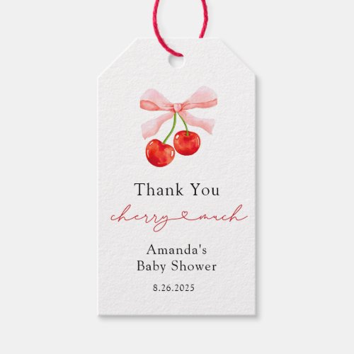 Watercolor Coquette Cherry Thank You Favor tags