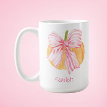 Watercolor Coquette Grandmillennial Bow Pumpkin