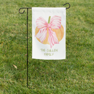 Watercolor Coquette Grandmillennial Pumpkin Fall Garden Flag