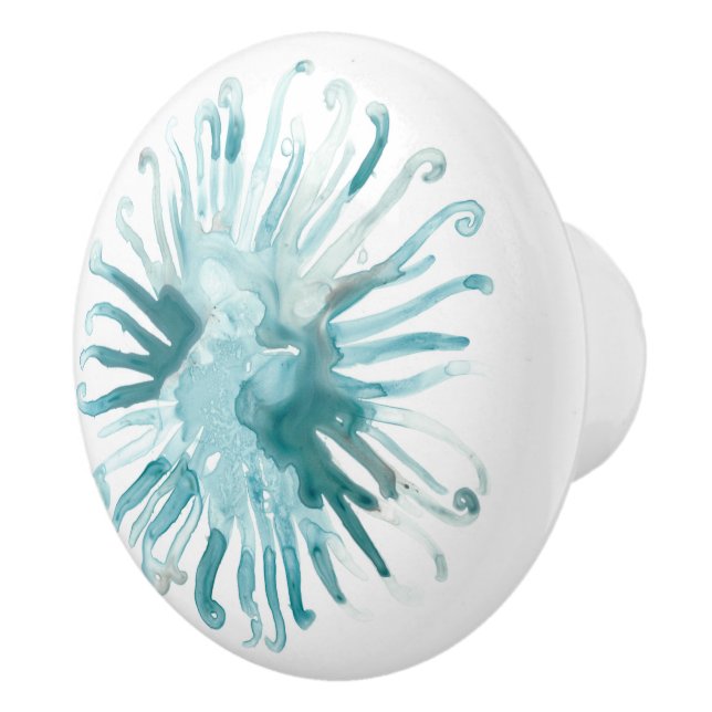 Watercolor Coral - Blue 2 Ceramic Knob (Right)