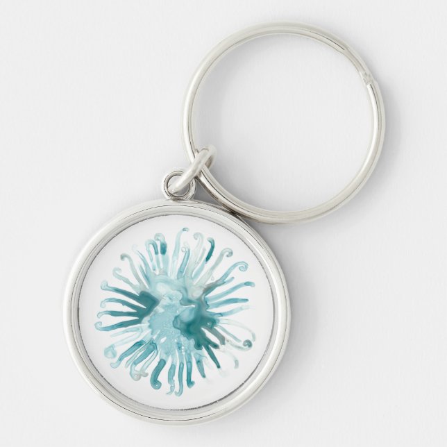 Watercolor Coral - Blue 2 Keychain (Front)