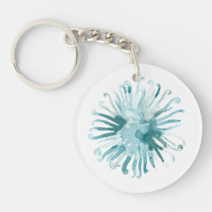 Watercolor Coral - Blue 2 Keychain