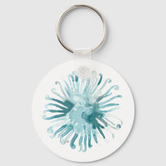 Watercolor Coral - Blue 2 Keychain (Front)