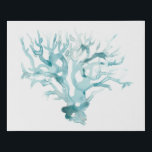 Watercolor Coral - Blue Faux Canvas Print<br><div class="desc">"Ocean Cameo" by June Erica Vess. Features bluish teal watercolor coral on white background.</div>