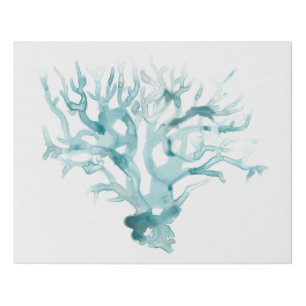 Watercolor Coral - Blue Faux Canvas Print