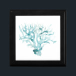 Watercolor Coral - Blue Gift Box<br><div class="desc">"Ocean Cameo" by June Erica Vess. Features bluish teal watercolor coral on white background.</div>