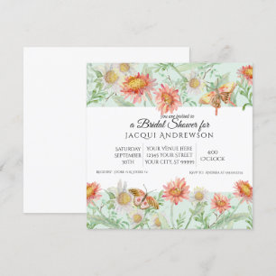 Watercolor Coral Mint Ivory Floral Bridal Shower Invitation