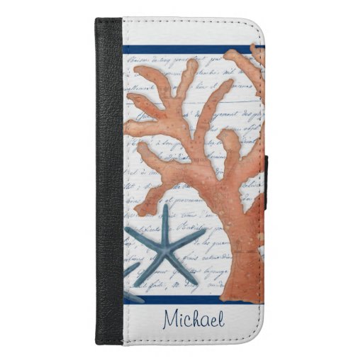 Watercolor Coral Ocean Starfish Beach Modern Style iPhone 6/6s Plus Wallet Case